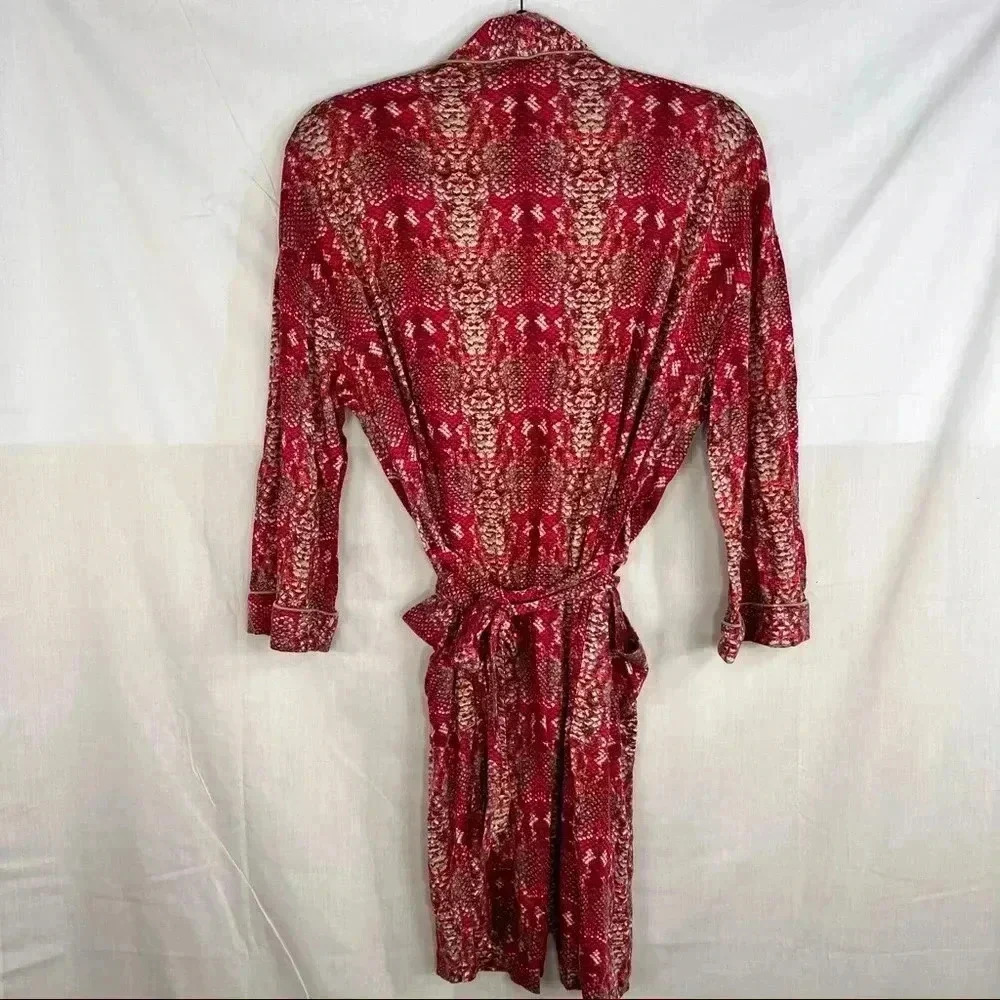 MARC BY MARC JACOB Womens 100% Lyocell Red Brown Snake Prints Robe Sz M/L Comfy - Picture 5 of 9